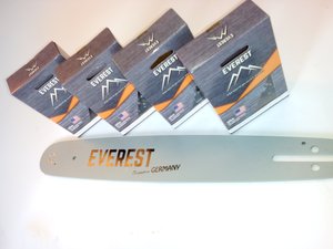 Lišta na pílu 38 cm a 4 ks pílová reťaz 325 (1,3 mm) hranatý zub 64 článkov