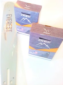 Lišta na pílu 38cm a 2 ks reťazí 325 (1,5mm) hranatý zub 64 článkov